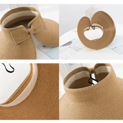 Women's Foldable Wide Brim Roll Up Summer Sun Visor Hat