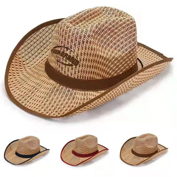 Unisex Woven Straw Round Up Summer Beach Wide Brim Hat