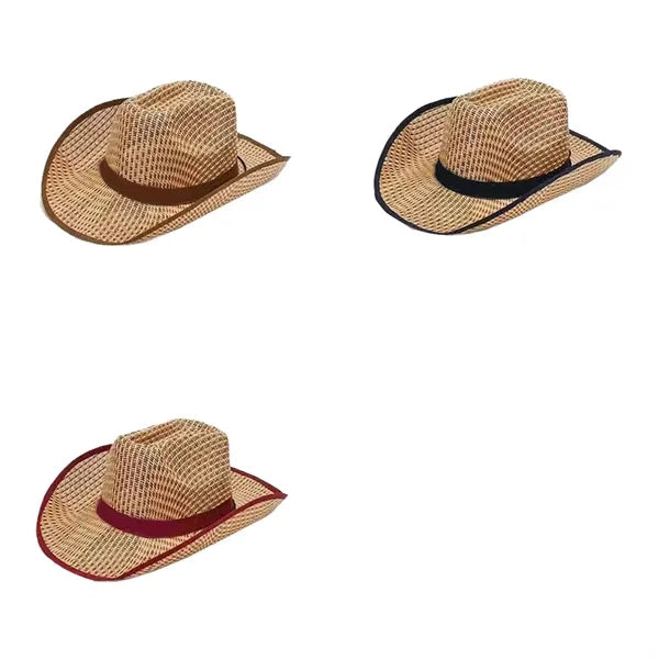 Unisex Woven Straw Round Up Summer Beach Wide Brim Hat