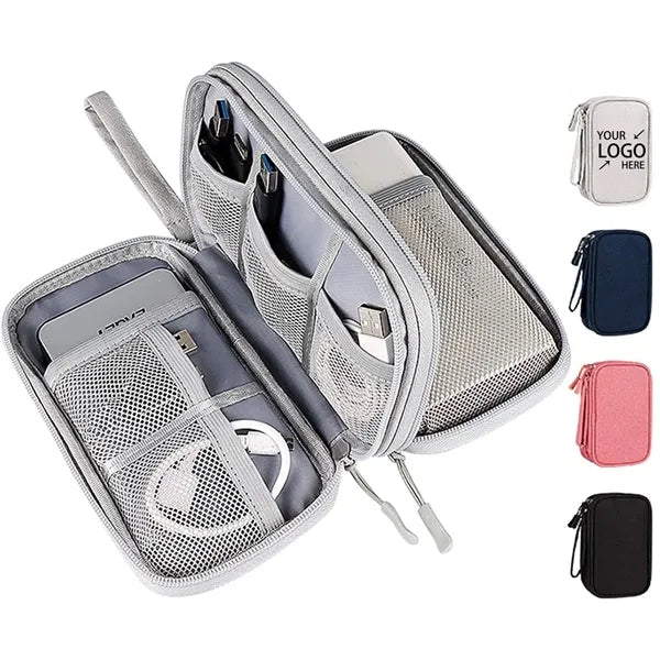Electronic Cable Organizer Bag Double Layer With Handle