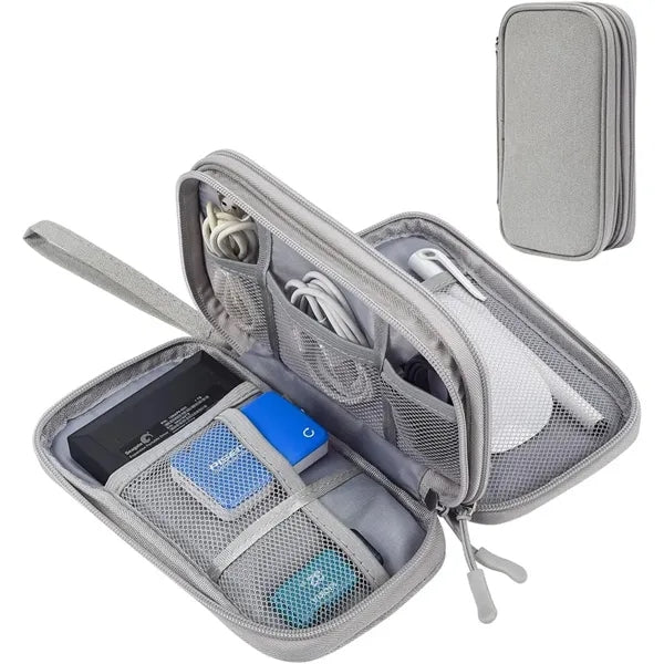 Electronic Cable Organizer Bag Double Layer With Handle