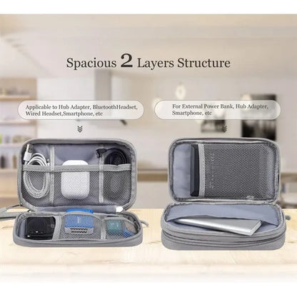 Electronic Cable Organizer Bag Double Layer With Handle