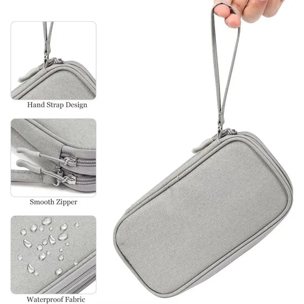 Electronic Cable Organizer Bag Double Layer With Handle