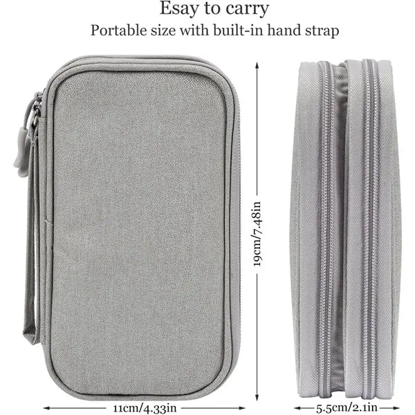 Electronic Cable Organizer Bag Double Layer With Handle