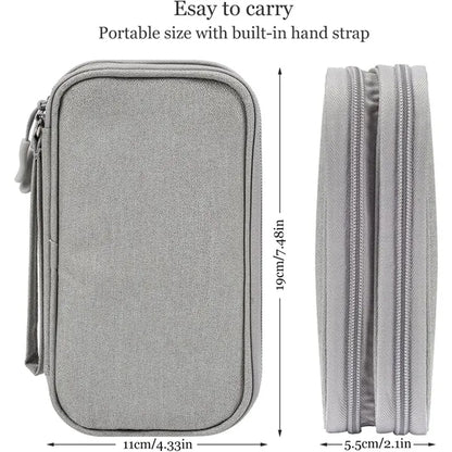 Electronic Cable Organizer Bag Double Layer With Handle