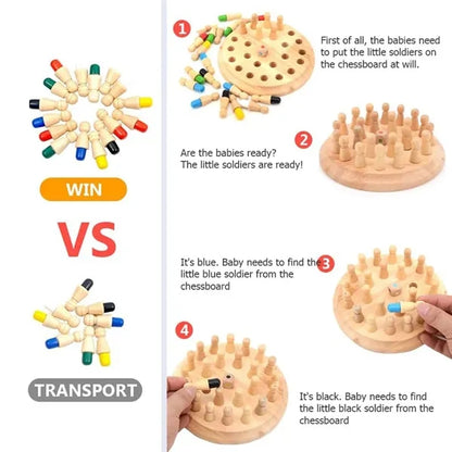 Wooden Memory Match Stick Chess Game Child Interaction Toy