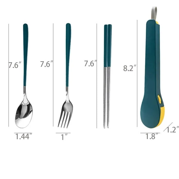 Portable Travel Dinnerware Set with Spoon Fork Chopsticks