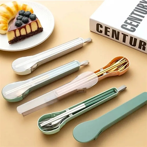 Portable Travel Dinnerware Set with Spoon Fork Chopsticks