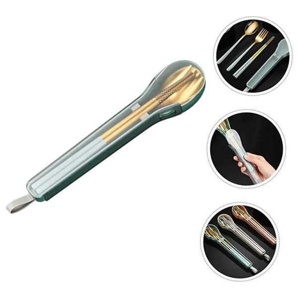 Portable Travel Dinnerware Set with Spoon Fork Chopsticks