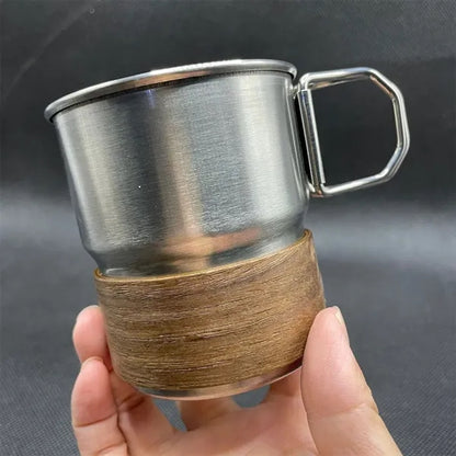Outdoor Camping Portable Foldable Handle Cup With Straw Lid