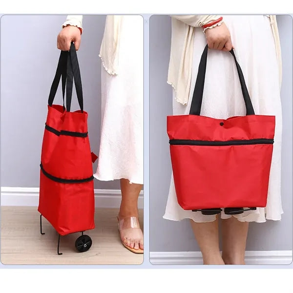 Foldable Shopping Rolling Tote Bag with Wheels