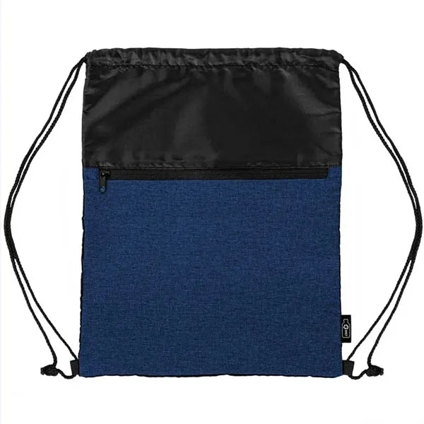rPET Heather Draw String Bag with Front Zipper Pocket
