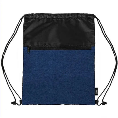 rPET Heather Draw String Bag with Front Zipper Pocket