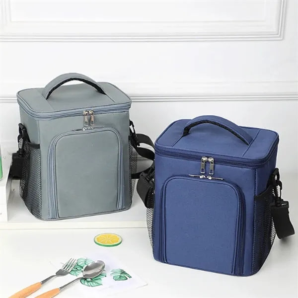 Square Large Capacity Insulated Lunch Bag Tote With Strap