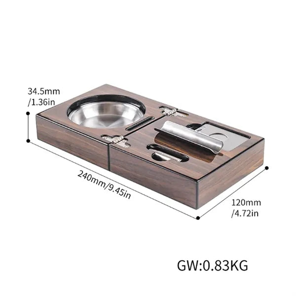 Travel Foldable Cigar Ashtray Stainless Steel Liner Gift Set