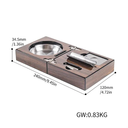 Travel Foldable Cigar Ashtray Stainless Steel Liner Gift Set