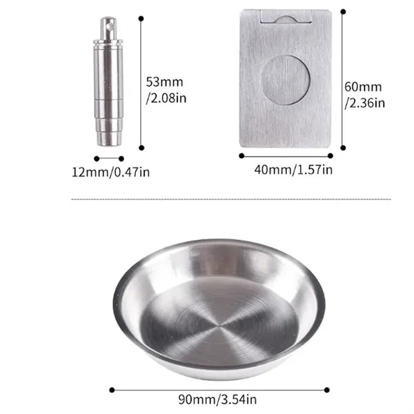 Travel Foldable Cigar Ashtray Stainless Steel Liner Gift Set