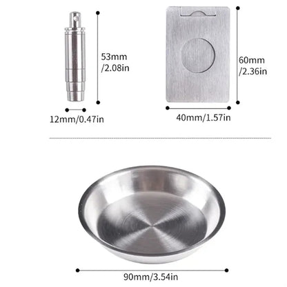 Travel Foldable Cigar Ashtray Stainless Steel Liner Gift Set