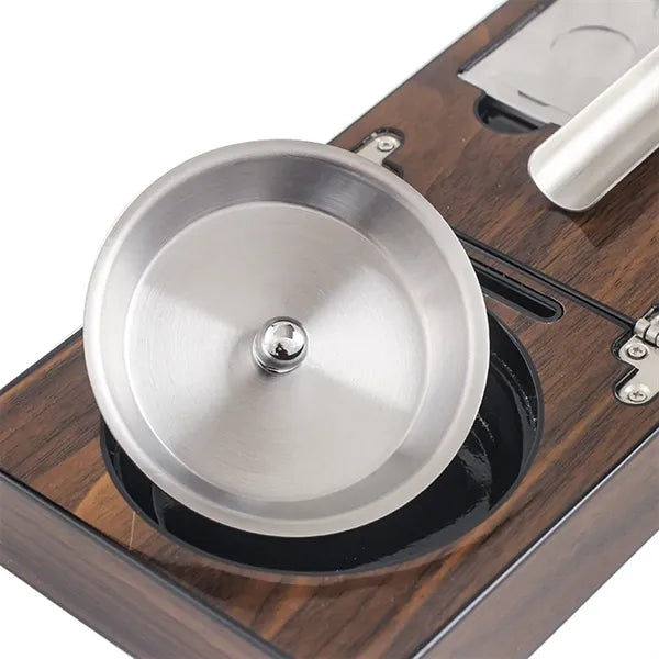 Travel Foldable Cigar Ashtray Stainless Steel Liner Gift Set