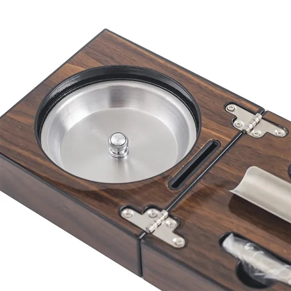 Travel Foldable Cigar Ashtray Stainless Steel Liner Gift Set