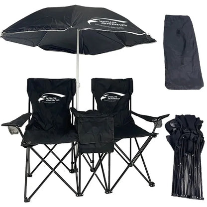 Portable Foldable Double Camping Parasol Lawn Chair