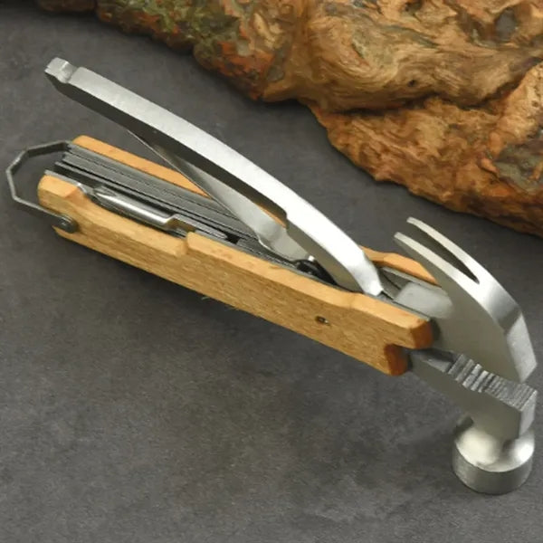 12-in-1 Outdoor Mini Multitool Stainless Steel Wood Hammer