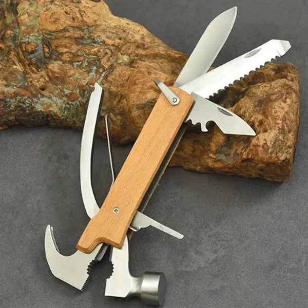12-in-1 Outdoor Mini Multitool Stainless Steel Wood Hammer
