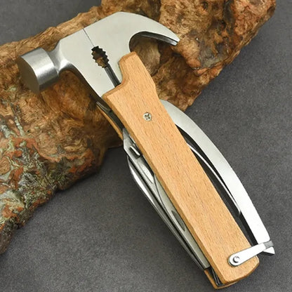 12-in-1 Outdoor Mini Multitool Stainless Steel Wood Hammer