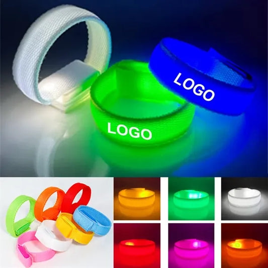Nylon LED Glow Bracelets Light Up Wristbands Armbands