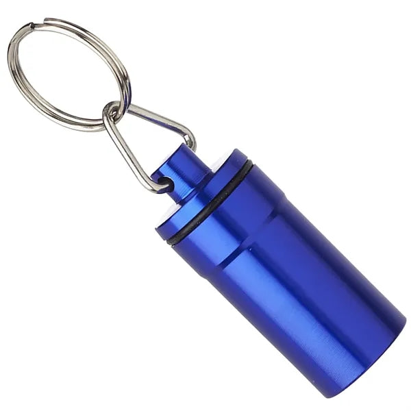 Keychains for metallic aluminum pill bottles