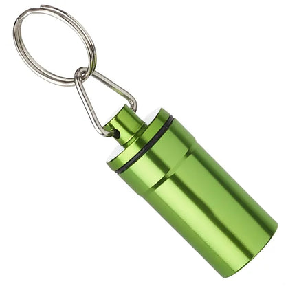 Keychains for metallic aluminum pill bottles
