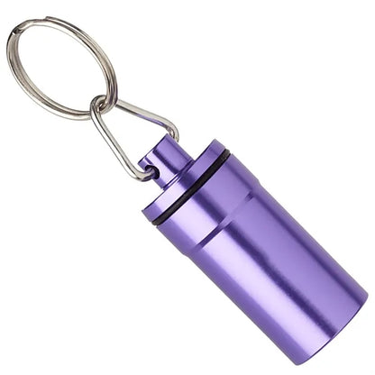 Keychains for metallic aluminum pill bottles
