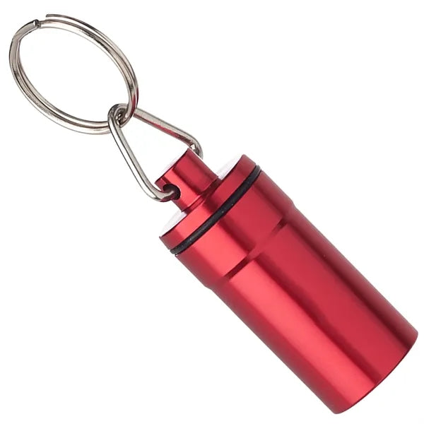 Keychains for metallic aluminum pill bottles