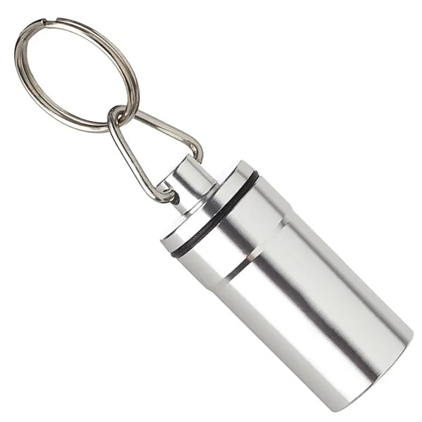 Keychains for metallic aluminum pill bottles