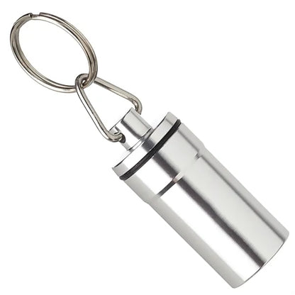 Keychains for metallic aluminum pill bottles