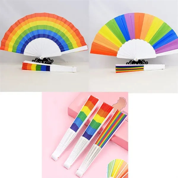 Rainbow Folding Handheld Fan Gay Pride Decorations