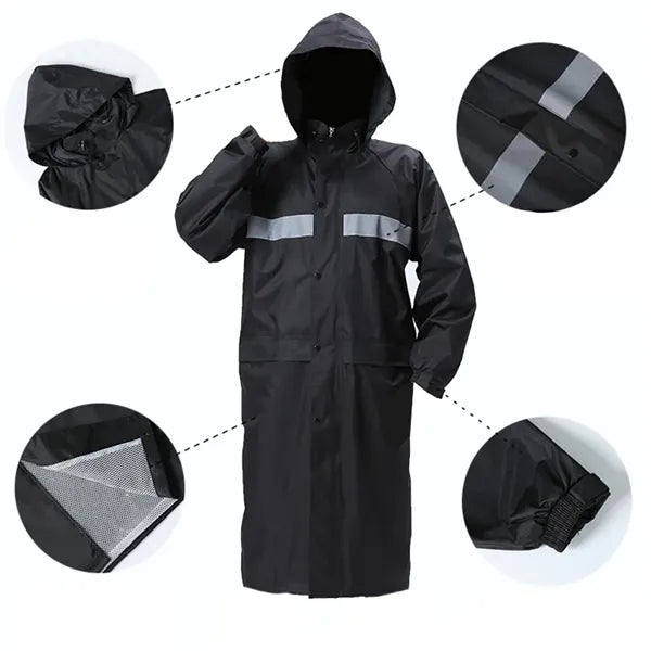 Long Rain Jacket Reflective Rainwear