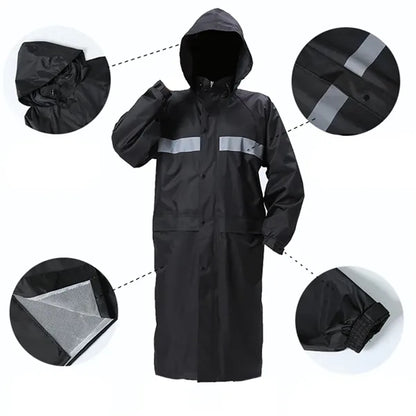 Long Rain Jacket Reflective Rainwear