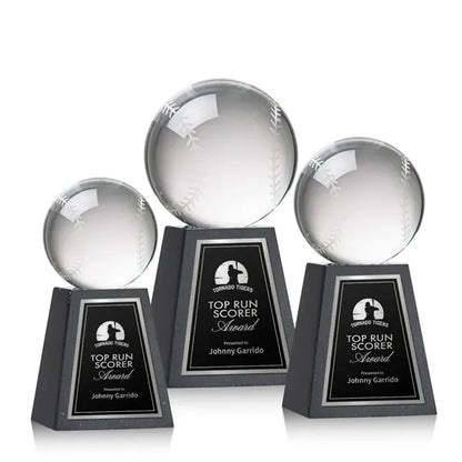 Baseball Award on Tall Marble Base