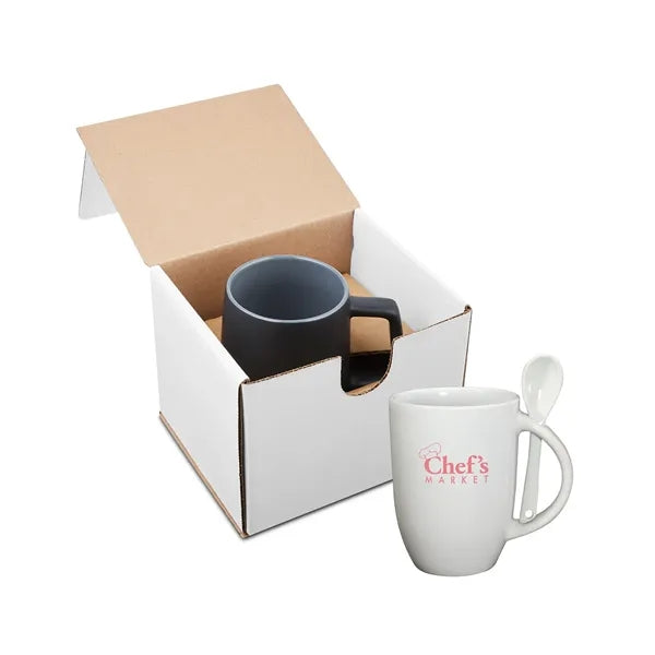 12oz Dapper Ceramic Mug With Spoon In Mailer