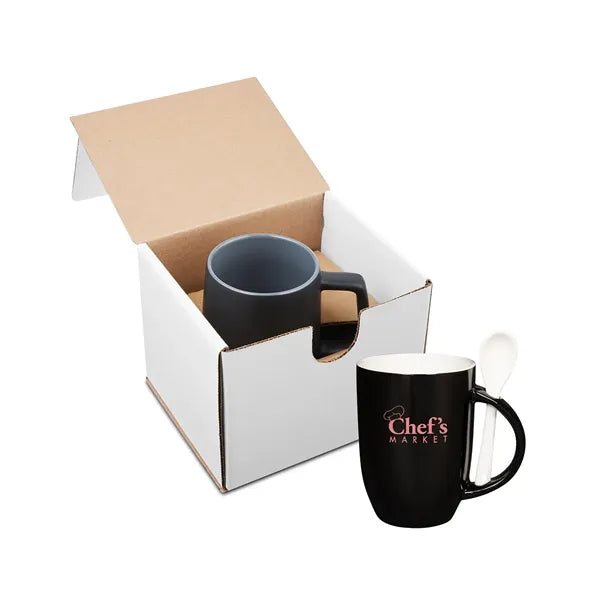 12oz Dapper Ceramic Mug With Spoon In Mailer