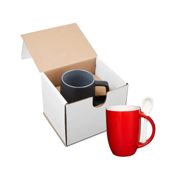 12oz Dapper Ceramic Mug With Spoon In Mailer