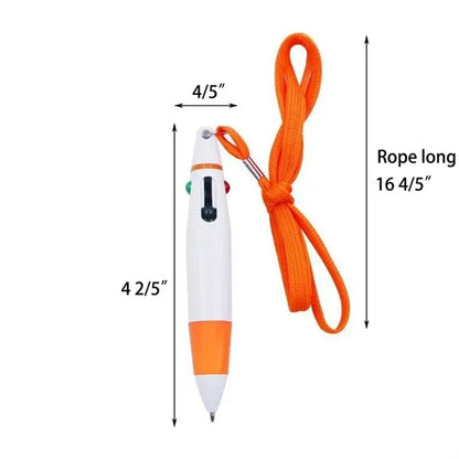 Customized 4 Color In 1 Ballpoint Pen With Hanging Rope