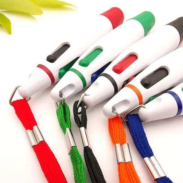 Customized 4 Color In 1 Ballpoint Pen With Hanging Rope