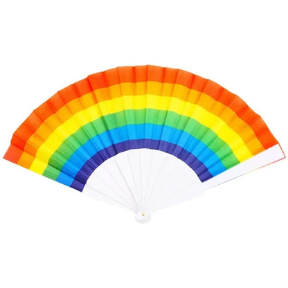 9" Rainbow Colorful Hand Held Folding Fan
