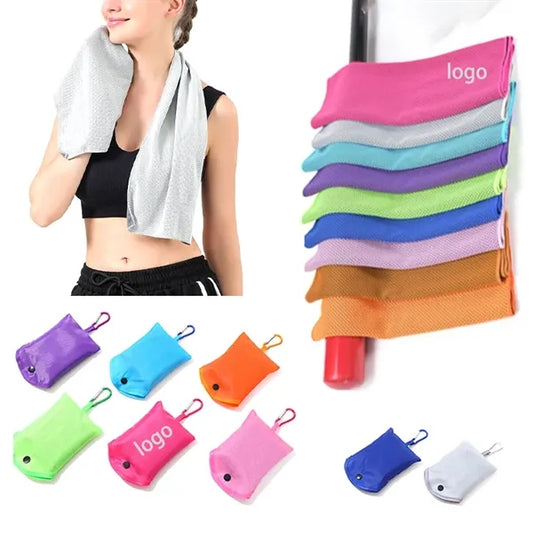 Sports Cooling Quick-Dry Folding Towel With Keychain
