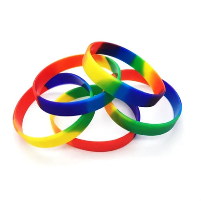LGBT Rainbow Silicone Wristband 8"x 1/2"