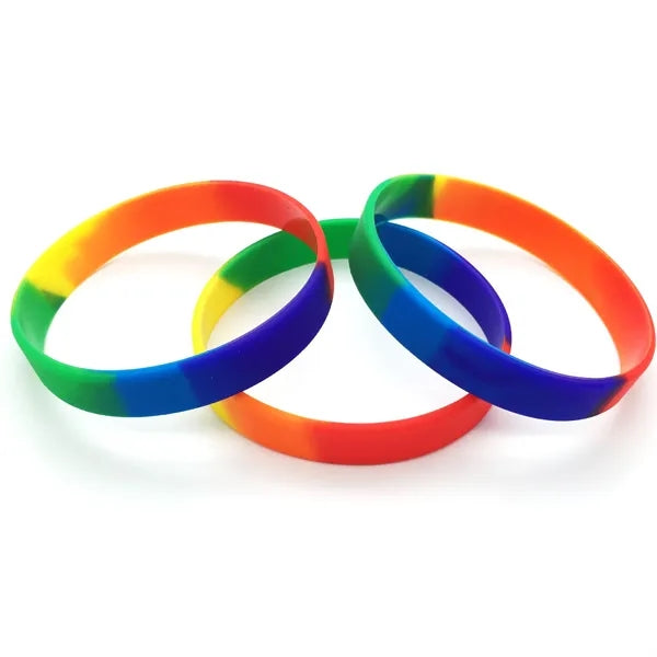 LGBT Rainbow Silicone Wristband 8"x 1/2"