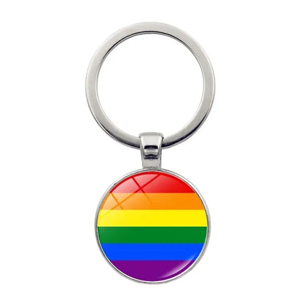 LGBT Pride Rainbow Glass Keychain 2 1/3"x1"