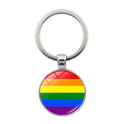 LGBT Pride Rainbow Glass Keychain 2 1/3"x1"